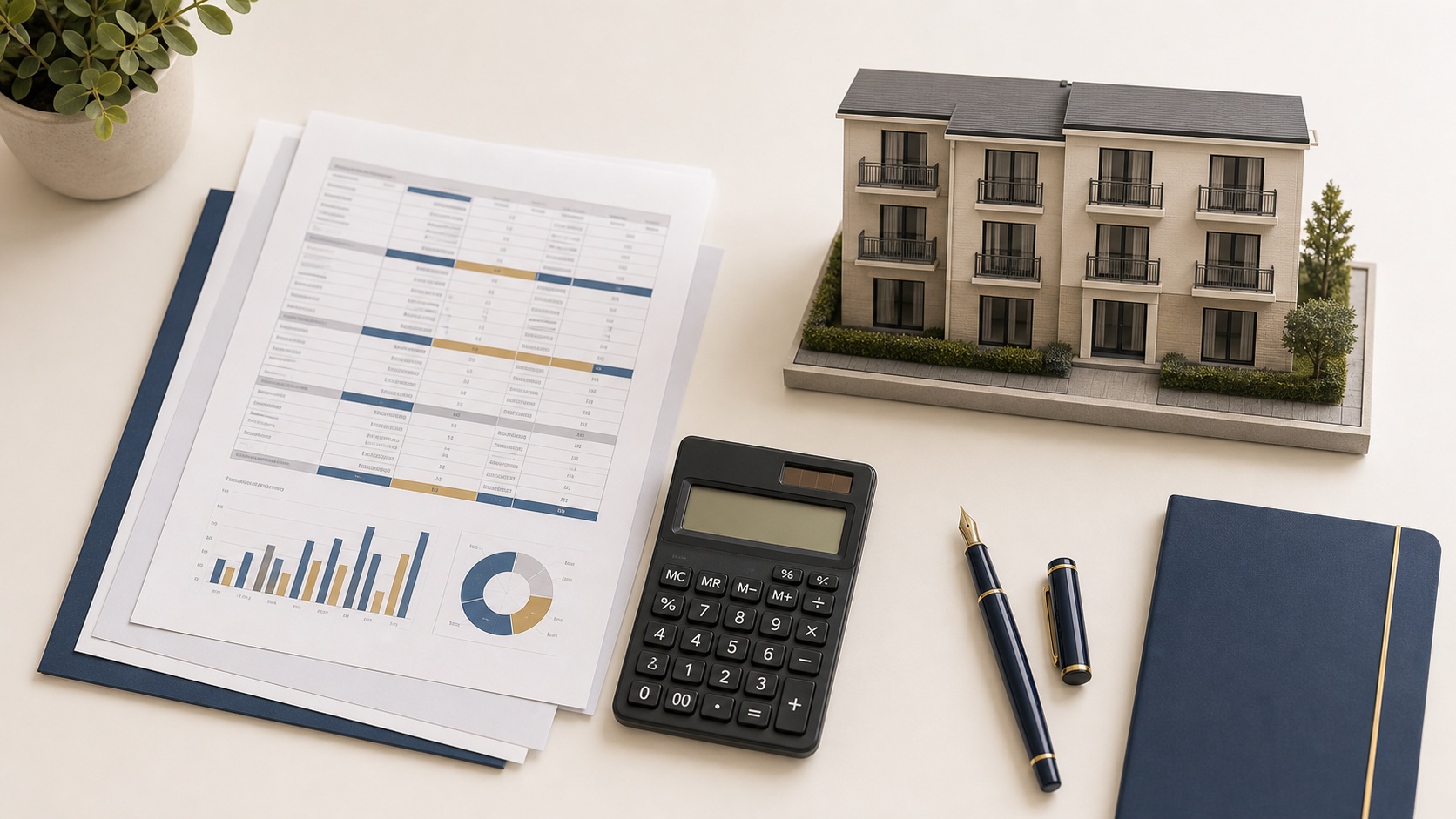 Rental yield calculation worksheet showing gross versus net yield comparison for Luxembourg investment property