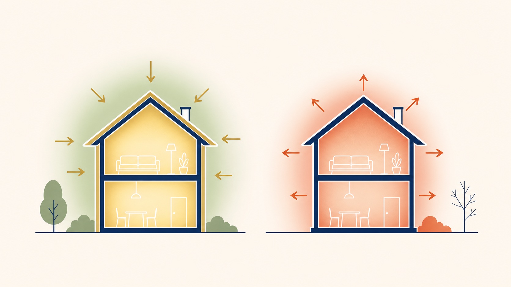 Energy performance certificate comparison showing Class A versus Class D ratings for Luxembourg properties