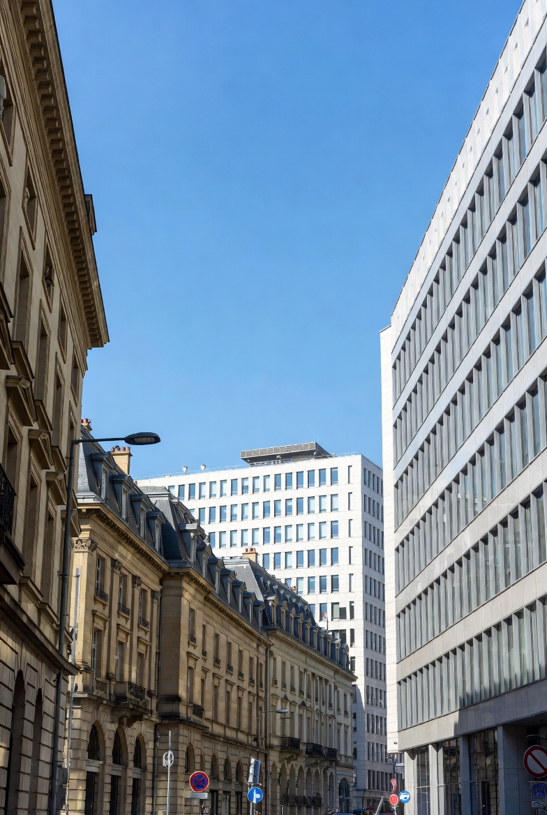 Quartier bancaire du Luxembourg avec les sièges des grandes banques