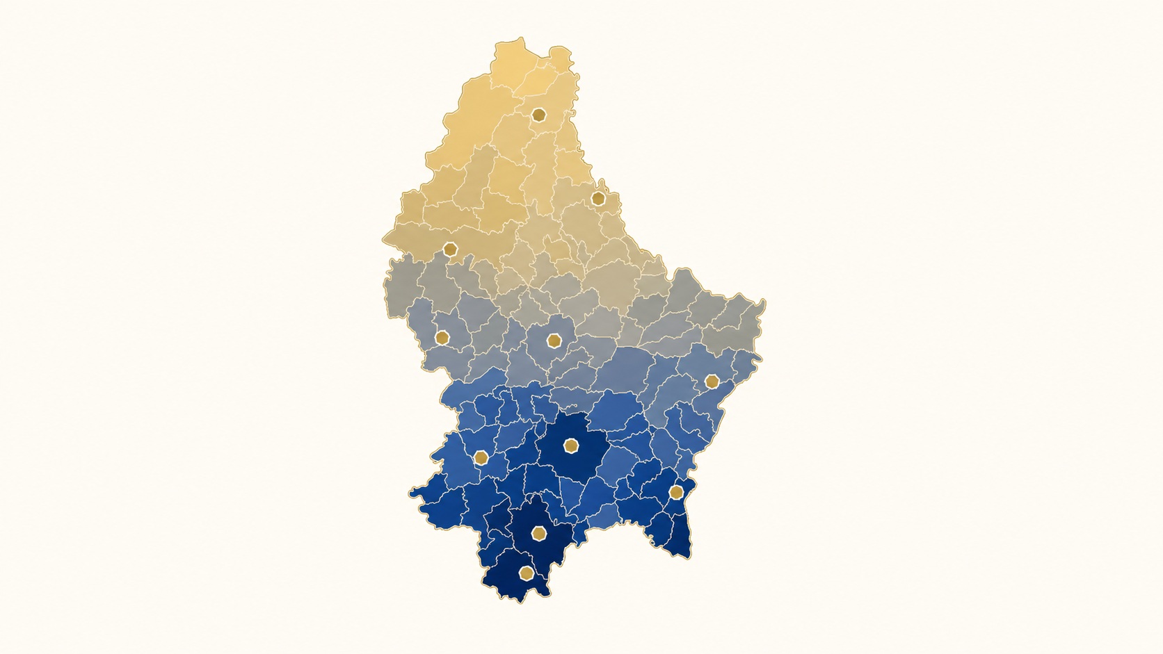 Map showing property price zones across Luxembourg with colour-coded price per square metre ranges by commune