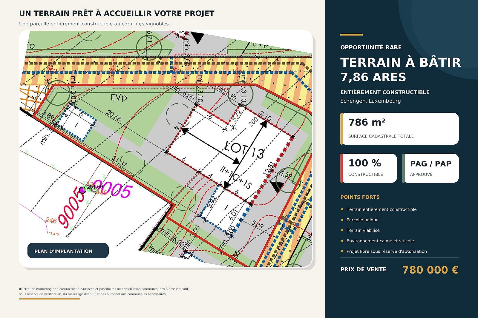 Building Plot 786 m² – For Sale – Schengen